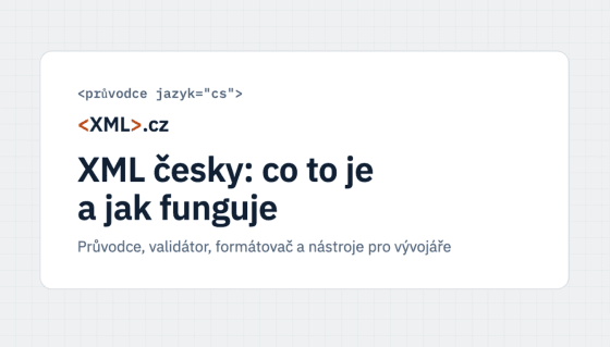 Ukázka webu XML.cz – českého průvodce a online nástrojů pro práci s XML